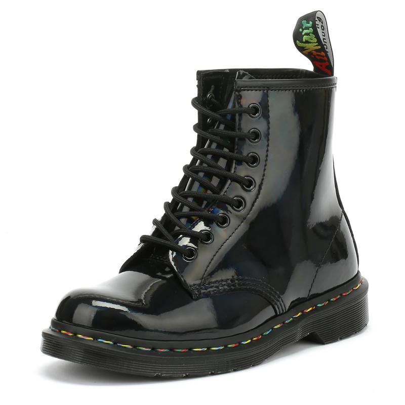 dr martens 1460 black rainbow patent